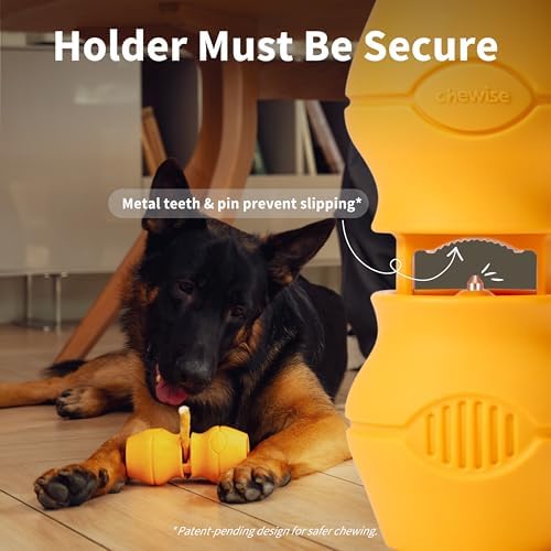 PetClan Chewise Bully Stick Holder for Large Dogs, Metal Teeth Chew Holder