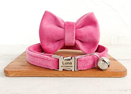 Cat Collar Personalized with Name Phone Number Engraved,Customized with Bell for Small Dogs Puppy Kitten