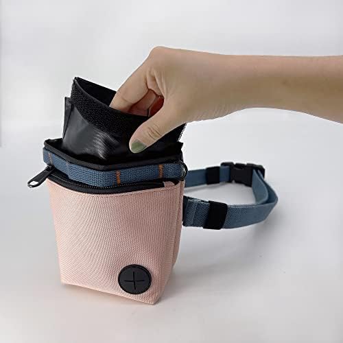Dog Treat Pouch with Pet Training Clicker, Dog Training Treat Pouch Kit, Magnetic Closure, Hands-Free Training (Pink)