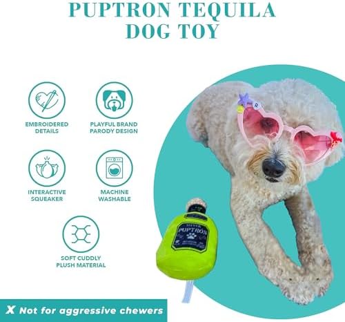 Haute Diggity Dog Puptron Tequila Plush Dog Toy, Drink Parody Chew Toys