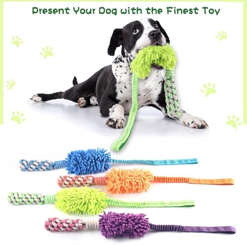 wodoca Dog Rope Toy Tug of War Dog Toy for Aggressive Chewers, Interactive Puppy Chew Toys Rope with Strong Squeak, Knots Cotton for Teeth Cleaning, Training Medium, Large Dogs