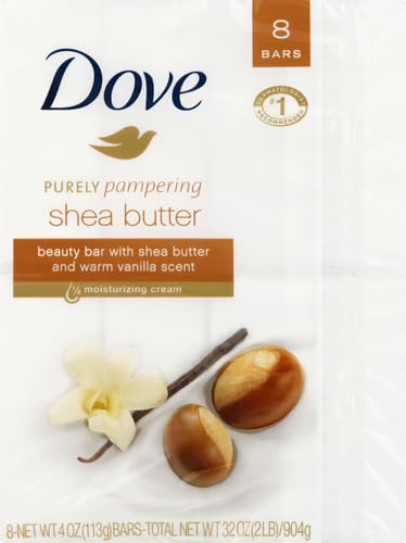 Dove Beauty Bar Soap Shea Butter,for Nourished,Radiant Skin,Enriches Skin 3.75 oz,(Pack of 72)