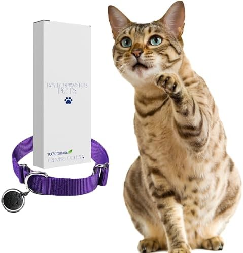 Calming Collar for Cats - Cat Calming Collar with Pheromones, Stop Cats from Urinating in House, Adjustable Fit, Drug-Free, Eco-Friendly, Vet-Recommended, Soft, Long-Lasting Anxiety Relief (Purple)
