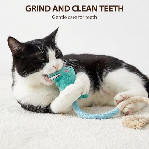 Shudyear 4 Pack Cat Chew Rope Toys, Cotton Cat Rope Toy for Biting and Kicking, Durable Interactive Cat Toy for Indoor Cats Kittens & Adult Cats