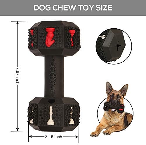 Dog Chew Toys for Aggressive Chewers Indestructible Dog Toys Tough Natural Rubber Dumbbell Toy for Small Medium Large Dogs XLarge Black