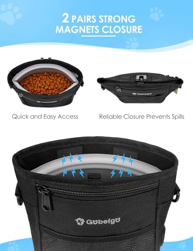 Gobeigo 4 Cup Dog Treat Pouch with Silicone Insert Bag& Clicker(Black)