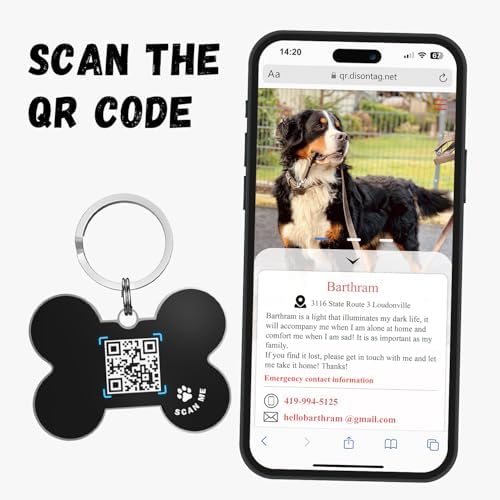 QR Code Dog Tag -On Pet ID Name Tag for Dogs, Cats & Horses – Custom Personalized Noiseless Tag with Jingle-Free Fit & Online Profile Display