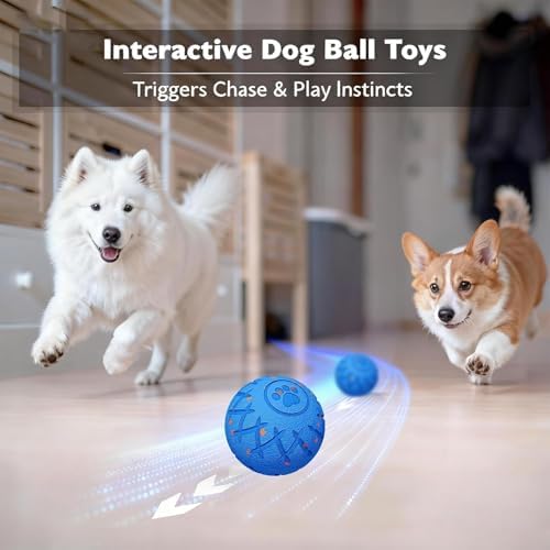 Interactive Dog Toys Dog Ball, Durable Motion Pet Toys for/Small/Medium/Large Dogs, Birthday Gifts, Automatic Moving, Bouncing and Rotating, E-TPU Material, IP54 Waterproof (Blue)
