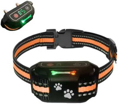 Dog Bark Collar- Rechargeable Collar- Humane, Optional No Shock Barking Collar- with Vibration & Beep- Bark Collar for Small, Medium & Large Dogs- Anti Barking Collar (Orange)