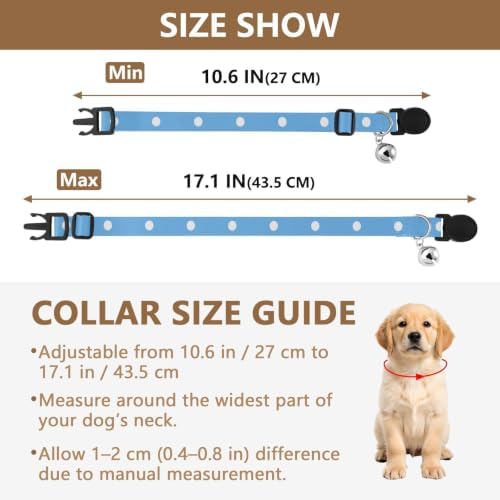 Blue Polka Dots Pet Collars 2 Pack Collar for Cats Adjustable 10.6 to 17.1 Inches