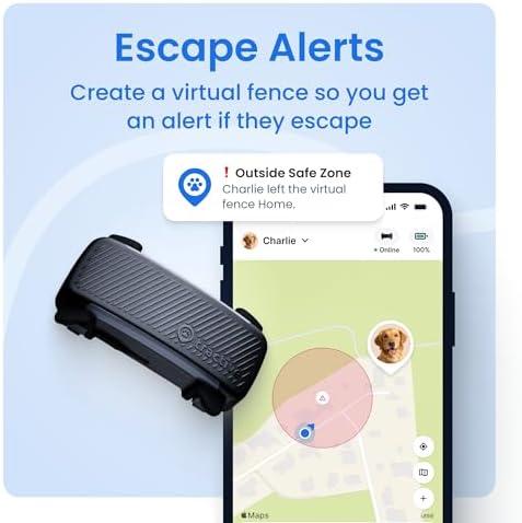 Tractive Smart Dog GPS Tracker | Live Pet Tracker with Virtual Fence | Vital Signs Monitoring of Heart & Respiratory Rate | Bark Monitoring | Dog Collar Attachment (Brown)