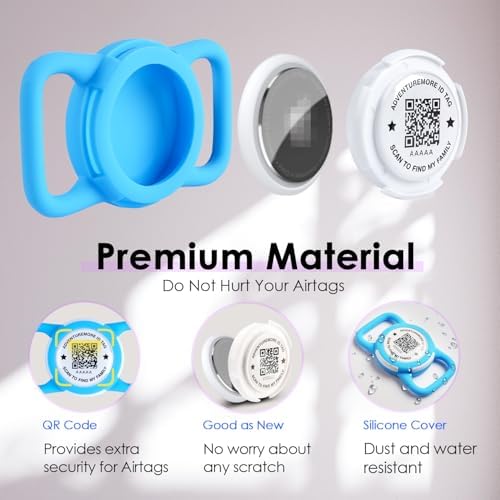 ADVENTUREMORE Airtag Dog Collar with Smart ID QR Code Airtags Holder: Prevents Dogs from Getting Lost at Night, Displays Owner and Pet Details. Waterproof, Durable, Adjustable, Thick-Rose-Medium