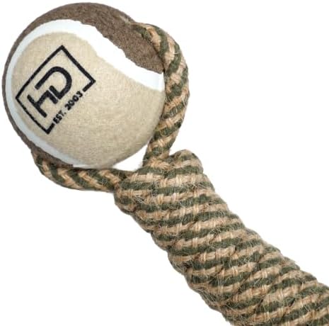 Tennis Ball Rope Toy for Dogs, 2-in-1 Fetch & Tug Chew Toy, Tug of War Toy