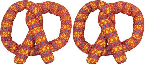 Catstages Plaque Away Pretzel Cat Toy – Interactive Catnip Dental Chew Toy to Help Clean Teeth, Fun for Play and Chewing, Orange (Pack of 2)