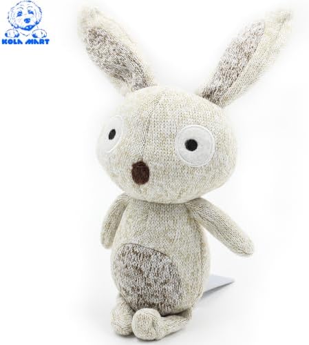 Knit Plush Dog Toys for Small & Medium Dogs – Squeaky Cuddle & Play Bunny Toy | Soft Stuffed Rabbit Animal Dog Toy for Gentle Play, Anxiety Relief & Snuggle (Long-Eared Rabbit Bunny)
