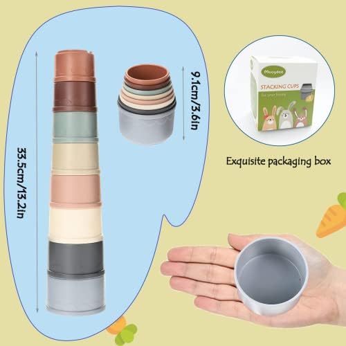 8 Pcs Stacking Cups for Rabbits Guinea Pig Reusable Multi-Colored Bunny Toy Rabbit Toys of Different Sizes, Safe Plastic Nesting Toys for Bunny Small Animals Hiding Food and Playing