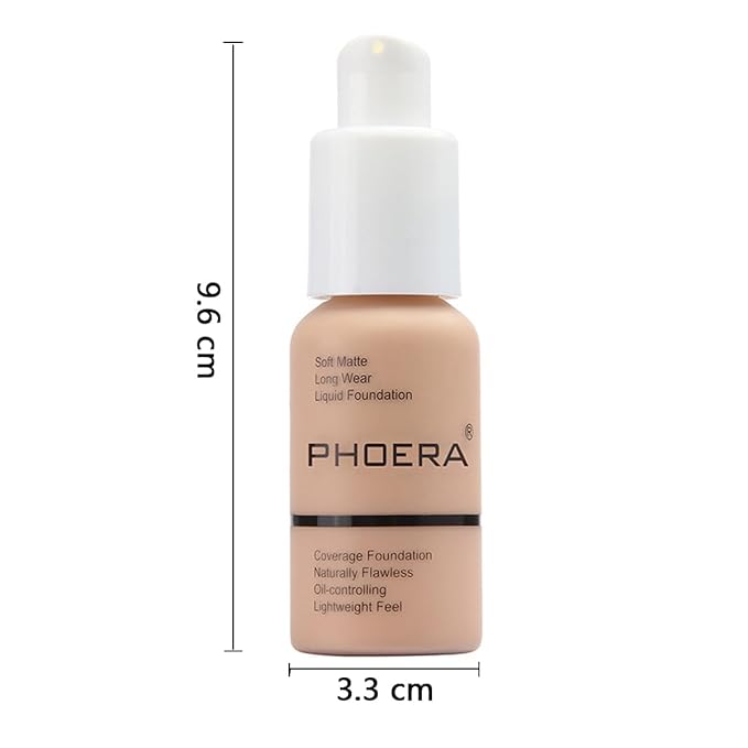 PHOERA Foundation,Matte Oil Control Concealer Cream,Long Lasting Waterproof Makeup,Full Coverage Foundation (101 Porcelain)
