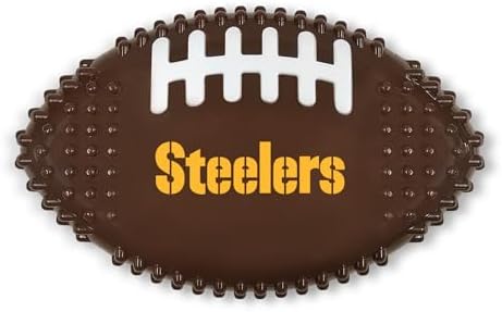 NFL Pittsburgh Steelers Mega-chew Hard Nylon Bacon-flavored Dog Bone Football Chew Toy. Tasty Interactive Fun for Aggressive Chewers