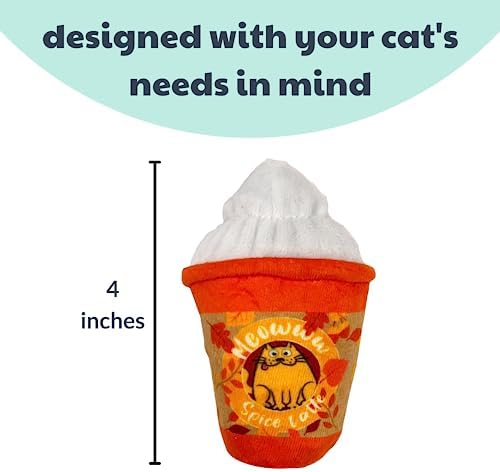 Huxley & Kent Plush Cat Toy - Fall Interactive Catnip Toy for Cats & Kittens - Soft with Crinkle & Catnip - Fun Indoor Play - Meowww Spice Latte