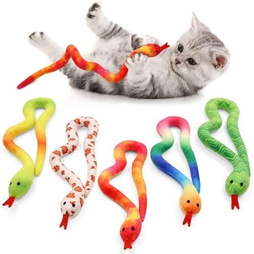 CiyvoLyeen Plush Snake Catnip Toys for Indoor Cats 5 Pack