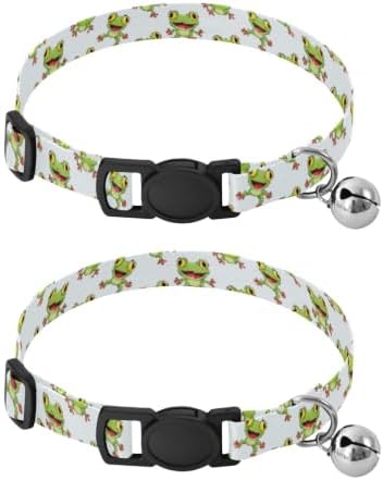 Cute Frogs White Easy to Wear Dog Collar 2 Pack Dog Collars for Small Dogs
