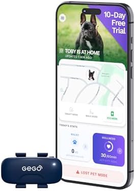 GEGOPet – Real-Time GPS Pet Tracker for Dogs & Cats, Unlimited Range, Safe Zones, Escape Alerts, Location History, Activity & Wellness Insights. Active Subscription Required