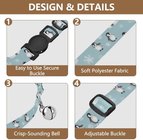Cute Penguins Adjustable Buckle Small Dog Collar 2 Pack Collars for Puppies