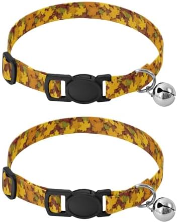 Autumn Maple Leaf Puppy Collar 2 Pack Lightweight Small Dog Collar Adjustable Length 10.6" to 17.1"