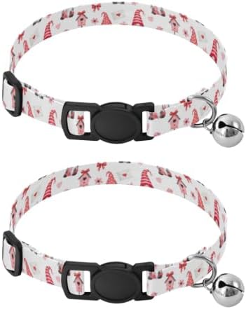 Cute Gnomes Hats Kitten Collar with Bell 2 Pack Dog Collar Adjustable 10.6 to 17.1 Inches