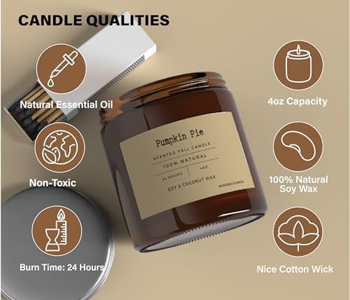 Candles for Home Scented 4 Pack 16 Oz Candles Gifts for Women Soy Wax Candle Scented Candles Long Lasting Aromatherapy Amber Candle Set for Women Birthday Christmas Halloween Candles
