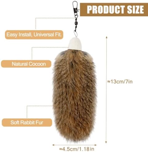 3 Pack Natural Rabbit Fur Cat Toy Refills, Handmade Interactive Cat Wand Attachments Cat Teaser Wand Replacement Head for Indoor Cats and Kittens