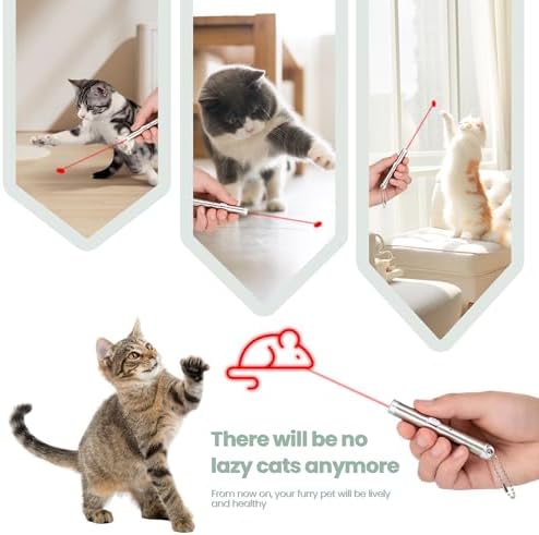 4-Pack Interactive Cat Toys for Indoor Cats, 2 Projection Chase Toys and 2 Automatic Moving Tail Balls, Fun Exercise and Play Set for Cats and Kittens