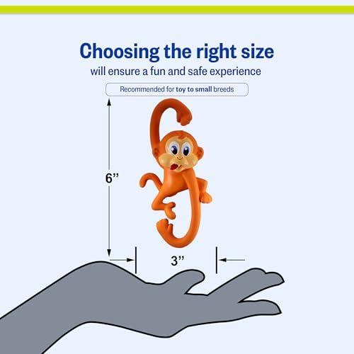 PetSport Naturflex Monkey - Squeaky Latex Rubber Dog Toys, Interactive Play for Small & Medium Dogs, Puppy Toy with Squeaker, Soft & Durable Pet Product - 6"
