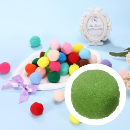 Cat Toy Pom Ball, Interactive Cat Ball Toys Fuzzy Pompoms (Plush, 1.2Inch, 30Pcs, Dark Green) for Kittens Pet Enrichment Training Play Indoor