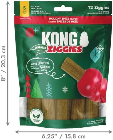 KONG Ziggies (Small, Holiday Spice) Dog Treats 2 Pack - Teeth Cleaning Dog Treats for Puppies, Long-Lasting Chews, Works Classic Rubber Toys