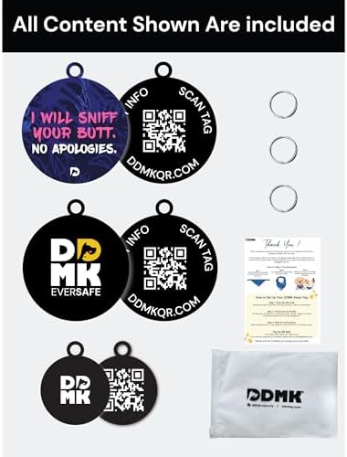 DDMK Smart Pet Tag Set | Includes 3 Tags | QR Code for Instant Alerts | Custom Pet Profiles | Durable & Waterproof | No Subscriptions or Fees |36-I Will SNIFF Your BXTT. NO Apologies