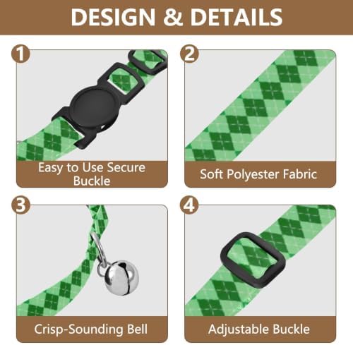 Prep Plaid Green Adjustable Buckle Kitten Collars 2 Pack Collar for Cats