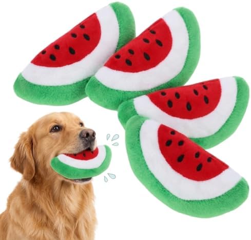 Milisten 4pcs Squeaky Dog Chew Toy Interactive Watermelon Molar Toy for Dogs Encourages Healthy Chewing and Keeps Pets Engaged for Teething Puppies and Playtime