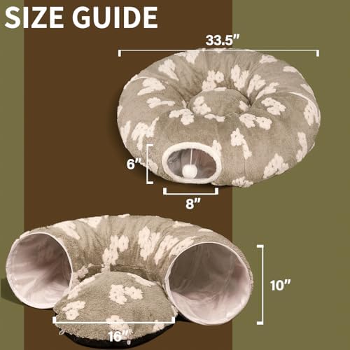 Pesen Cat Tunnel Bed with Soft Cushion for Indoor Cats and Kittens