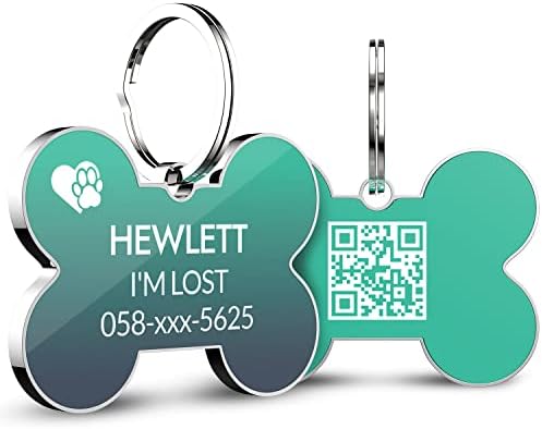 QR Code Dog Tag -On Pet ID Name Tag for Dogs, Cats & Horses – Custom Personalized Noiseless Tag with Jingle-Free Fit & Online Profile Display
