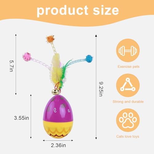 direfly 2025 New Interactive Cat Feather Ball Toy Set - Cat Toys with Feather Tails, Rolling for Indoor Cats & Kitten Exercise, Safe & Fun Play,It can Swing Without Falling Down, Durable (2 Set)