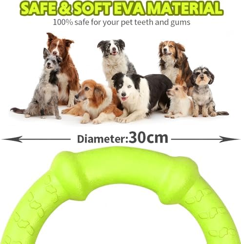 LaRoo Dog Ring Toy, Durable Soft Flying Disc, Thickened, Floatable Pool Toy for Medium Large Dogs, Interactive Tug of War & Fetch Toy for Outdoor Training, Teeth Cleaning & Exercise (Green-11.8inch)