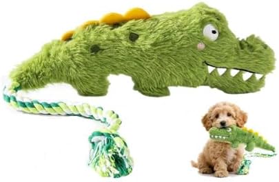 Squeaky Alligator Dog Toy Long Rope Tail for Small Medium Dogs, Durable Plush Chew Dogs Toys for Aggressive Chewers, Interactive Dog Toys for Boredom Relief and Comfort