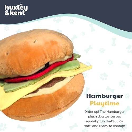 Huxley & Kent Power Plush Squeaky Dog Toy, Hamburger, Small