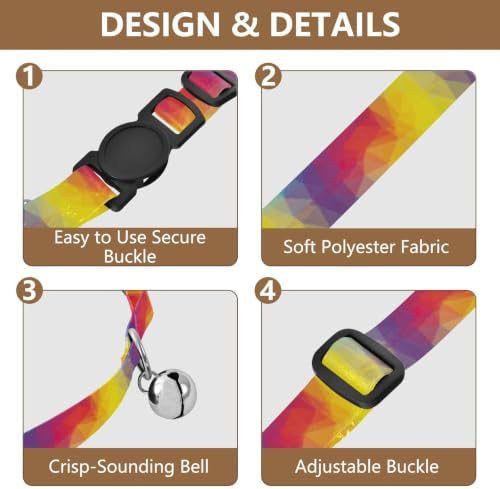 Geometric Rainbow Gradient Easy to Wear Kitten Collar 2 Pack for Puppy