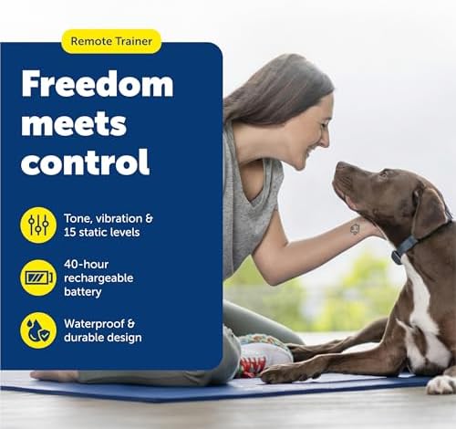 PetSafe 600 Yard Remote Training Collar Choose from Tone, Vibration, or 15 Levels of Static Stimulation Medium Range Option for Training Off Leash Dogs Waterproof and Durable Rechargeable