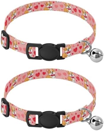 Cute Dogs Red Bow Ties Cat Bell Collar 2 Pack Pet Collar Adjustable 10.6 to 17.1 Inches