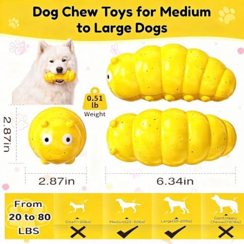 Squeaky Dog Chew Toys, Interactive Tough Indestructible Dog Toys for Aggressive Chewers, Medium to Large Dogs, Indoor & Outdoor Use