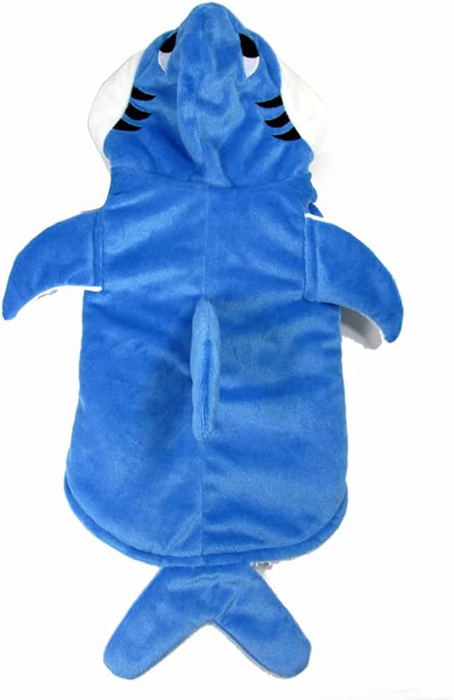 NACOCO Dog Shark Costume Cute Pet Clothes Halloween Holiday Coat Hoodie for Cats and Dogs (Blue, XS)