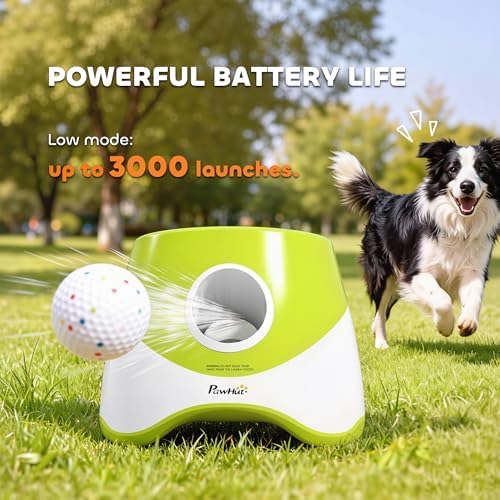 PawHut Automatic Dog Ball Launcher for Indoor & Outdoor Play, Green